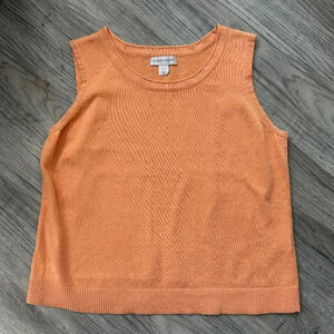 Christopher Banks Orange Knit Sleeveless Shirt Sz XL